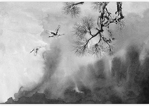 Miniatura 3 de SIGNWIN Adhesivo removible de paredmural de acuarela pastel, pájaros, tormenta voladora, nube, naturaleza, desierto, bellas artes, duotono, paisaje