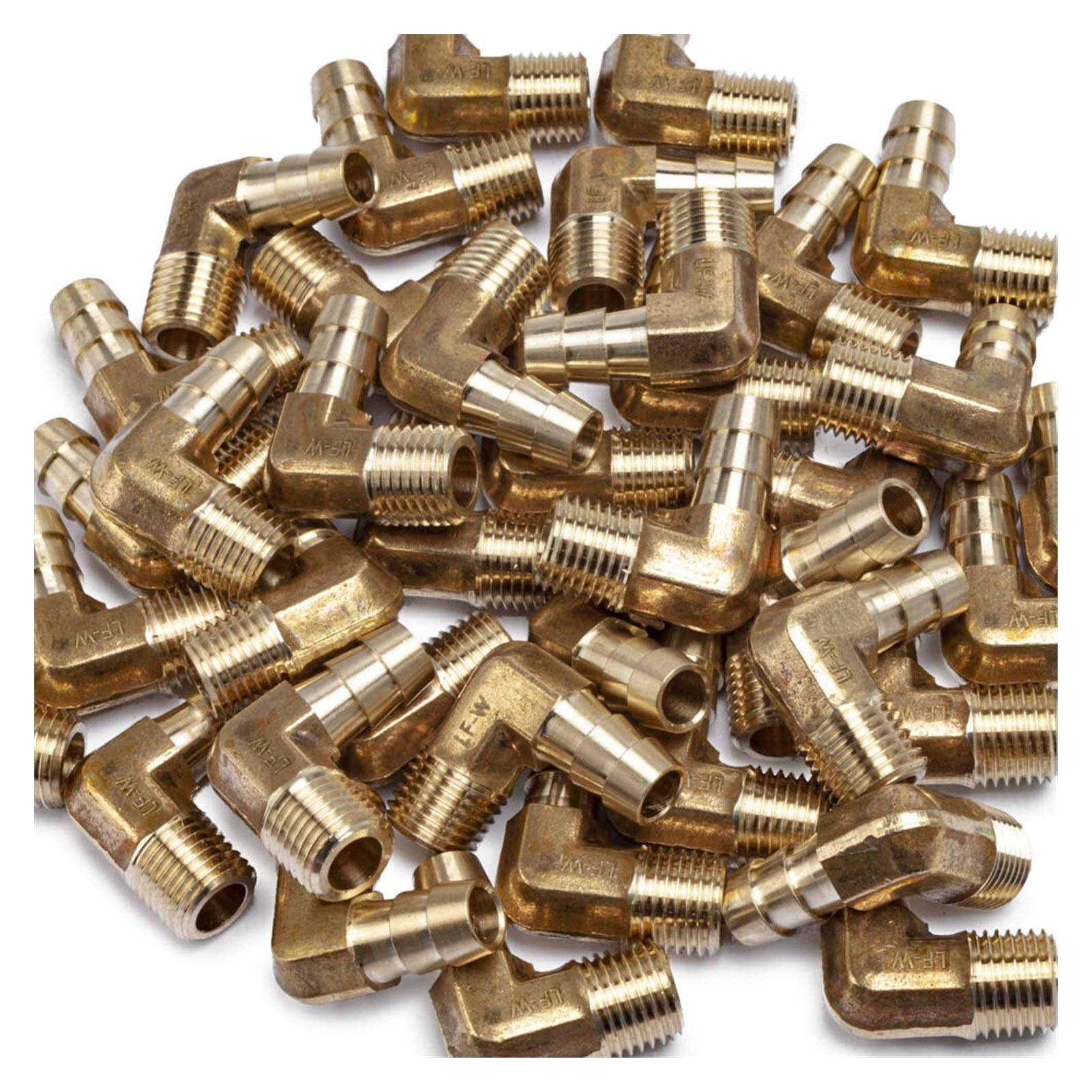 Zxxin-raccordi per Tubi 90 ° Gomito L Ottone Tipo Barb Tubo Flessibile Raccordo 3/8" Barb X 1/4" Maschio NPT Discussione Buona qualità (Color : Pack of 25pcs)