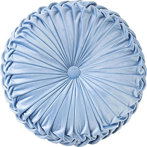Miniatura 12 de Cojín redondo blanco de terciopelo decorativo para el hogar, plisado, redondo, relleno de calabaza, cojín para silla, cojín de suelo para sofá