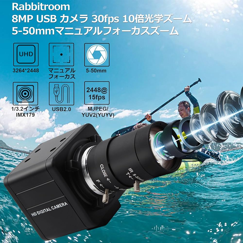 USBカメラ 4K 120fps 1080P　12MP　3倍手動光学ズームレンズ Amazon.co.jp: HDMI USBカメラ Rabbitroom 4K 60FPS webカメラ