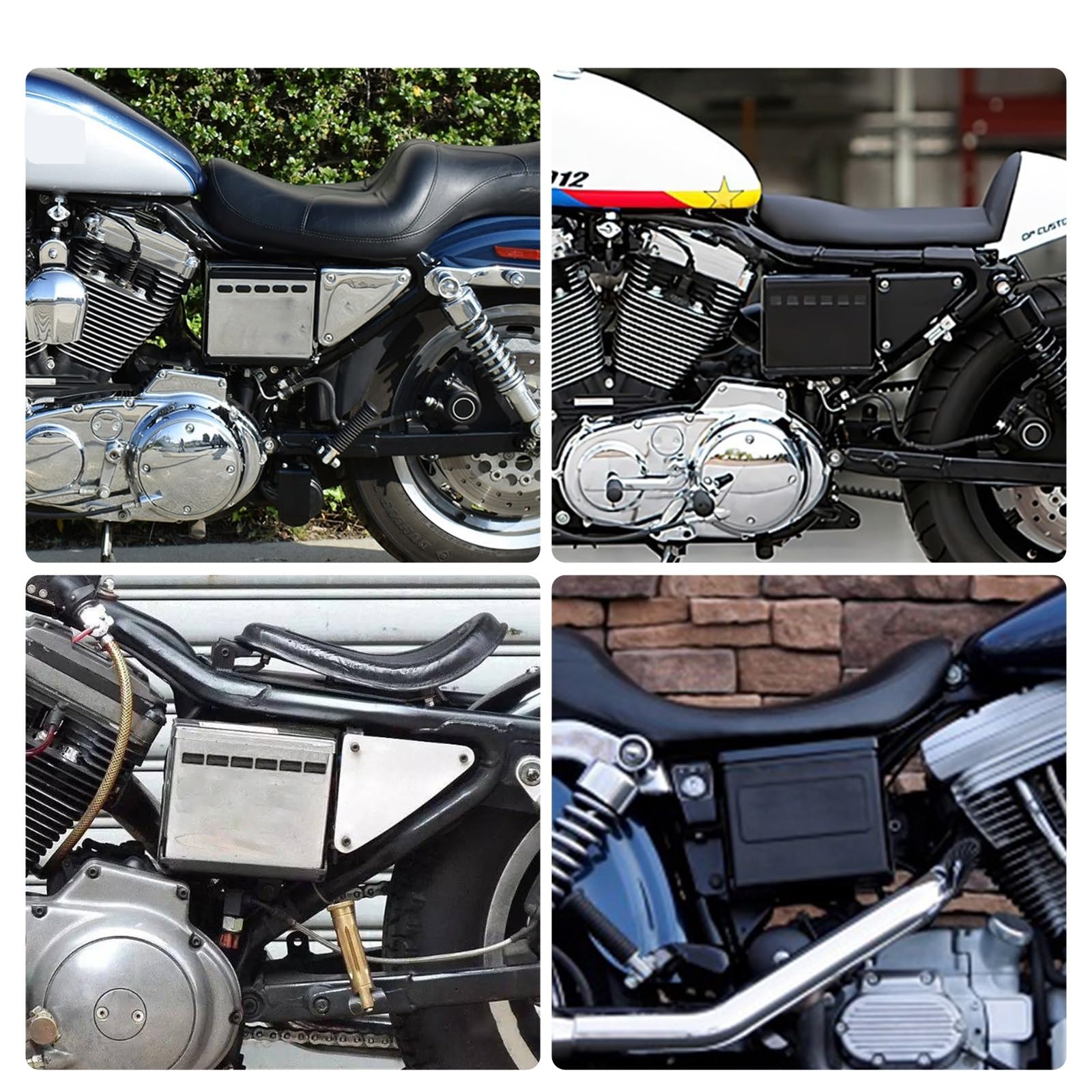 Moto Copertura Laterale della Batteria Kit copri batteria con scanalatura quadrata per moto, adatto per Harley Sportster XLH 1200 883 1991-1997, sostituisce l'OEM 66347-91 Carenatura Copertura Lateral