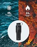 BUZIO 32oz Stainless Steel Water Bottle Tumbler, Vacuum Insulated Travel Flask with Straw Lid and Flex Cap, Cold for 48 Hrs Hot for 24 Hrs Fits in Any Car Cup Holder Bottle Thermo Canteen Mug,Black