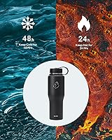 Vista 3 de BUZIO Botella de agua aislada que cabe en el portavasos, vaso de acero inoxidable con tapa de popote de 32 onzas, a prueba de fugas, sin BPA