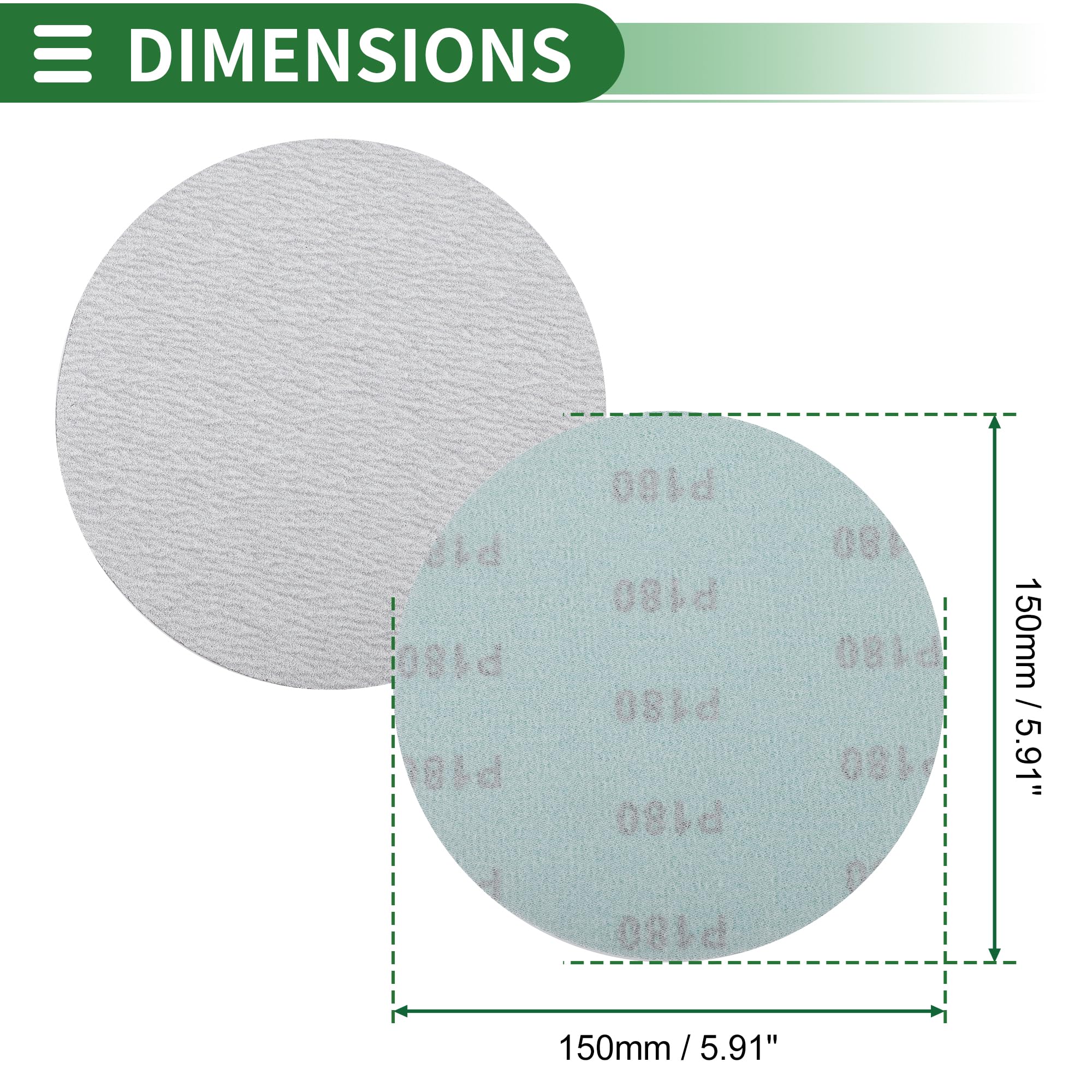 Motoforti 50Pcs 150mm 6 Inch Hook and Loop Sanding Discs 180 Grit Sandpaper, Gray - Image 4