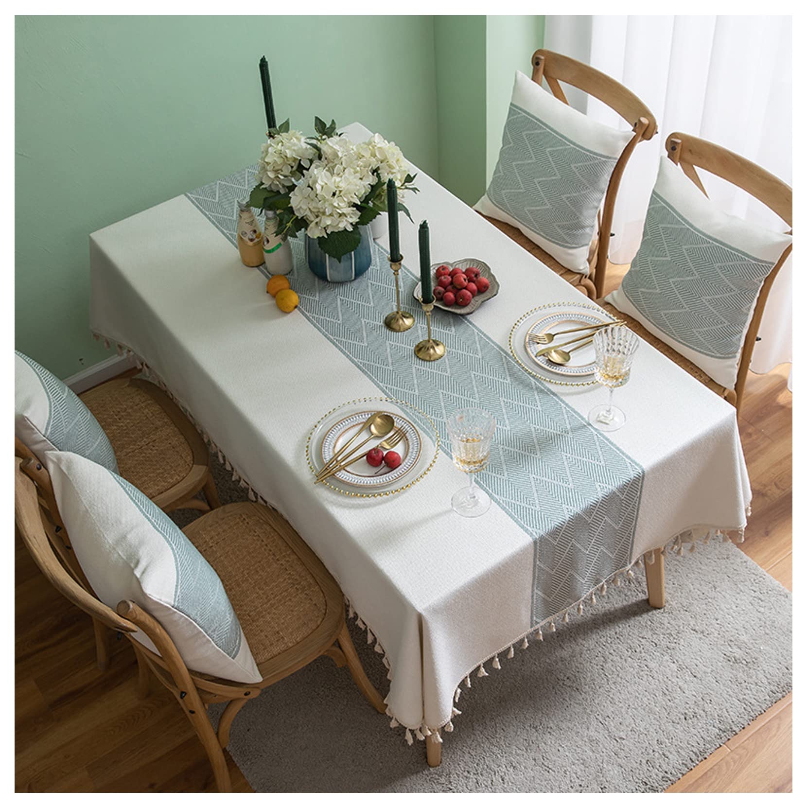Nappe carrée grise 140x200 cm lavable pour table de cuisine