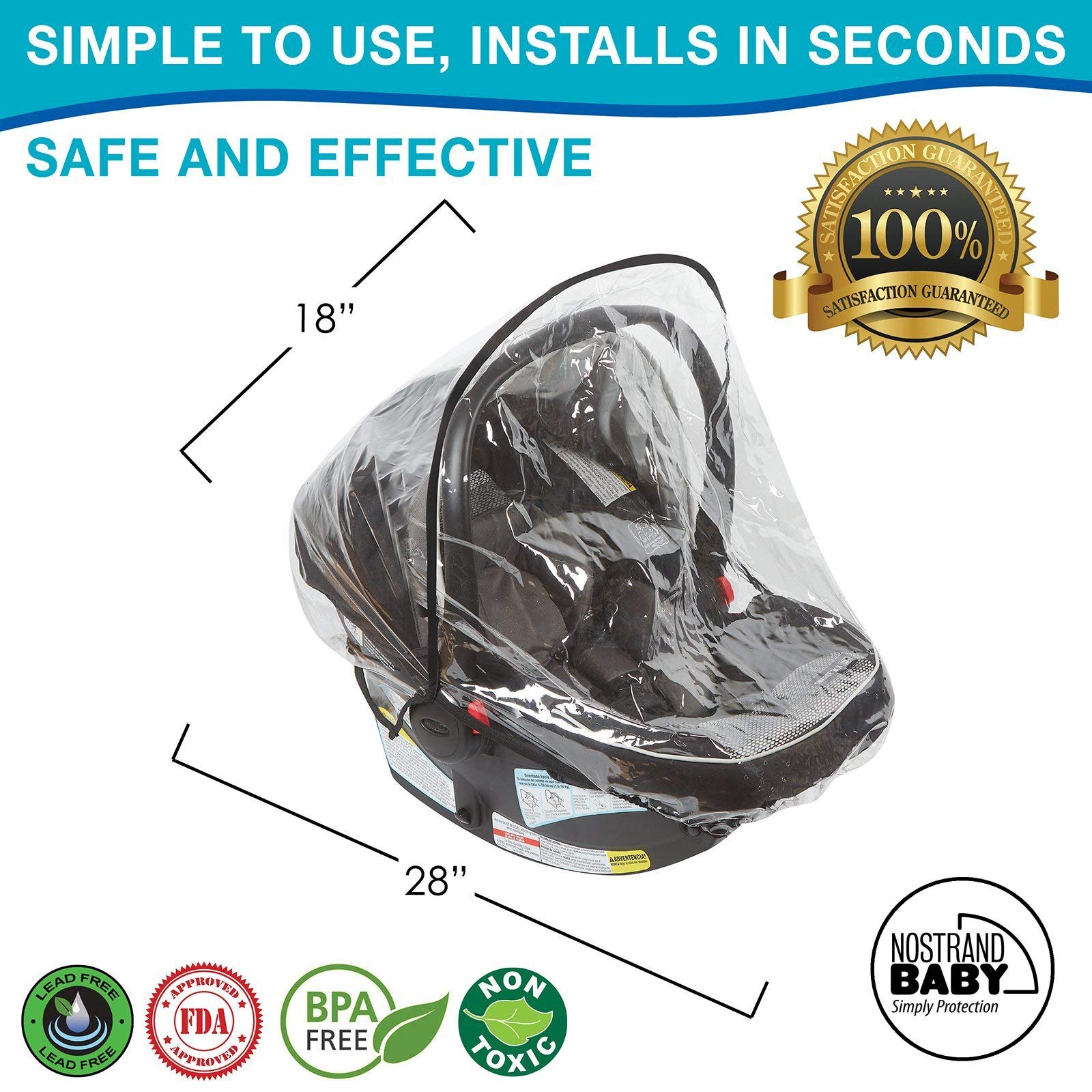 Cubierta universal de la lluvia del asiento del coche del clima del bebé impermeable, protege del polvo de la