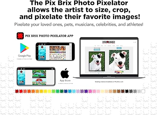 Miniatura 10 de Pix Brix Pixel Art - Rompecabezas de ladrillos a granel en blanco y negro, 1,500 piezas (1,000 negros, 500 blancos), ladrillos de construcción