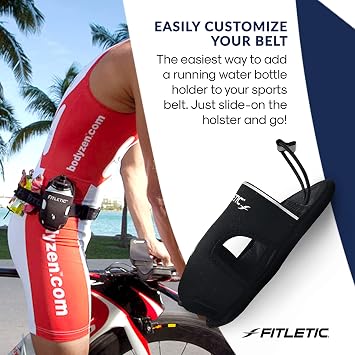 Fitletic - Extra Mile Holster Bottle Add-On, Water Bottle Holder with Clear Water Bottle for Running Belt, Hydration