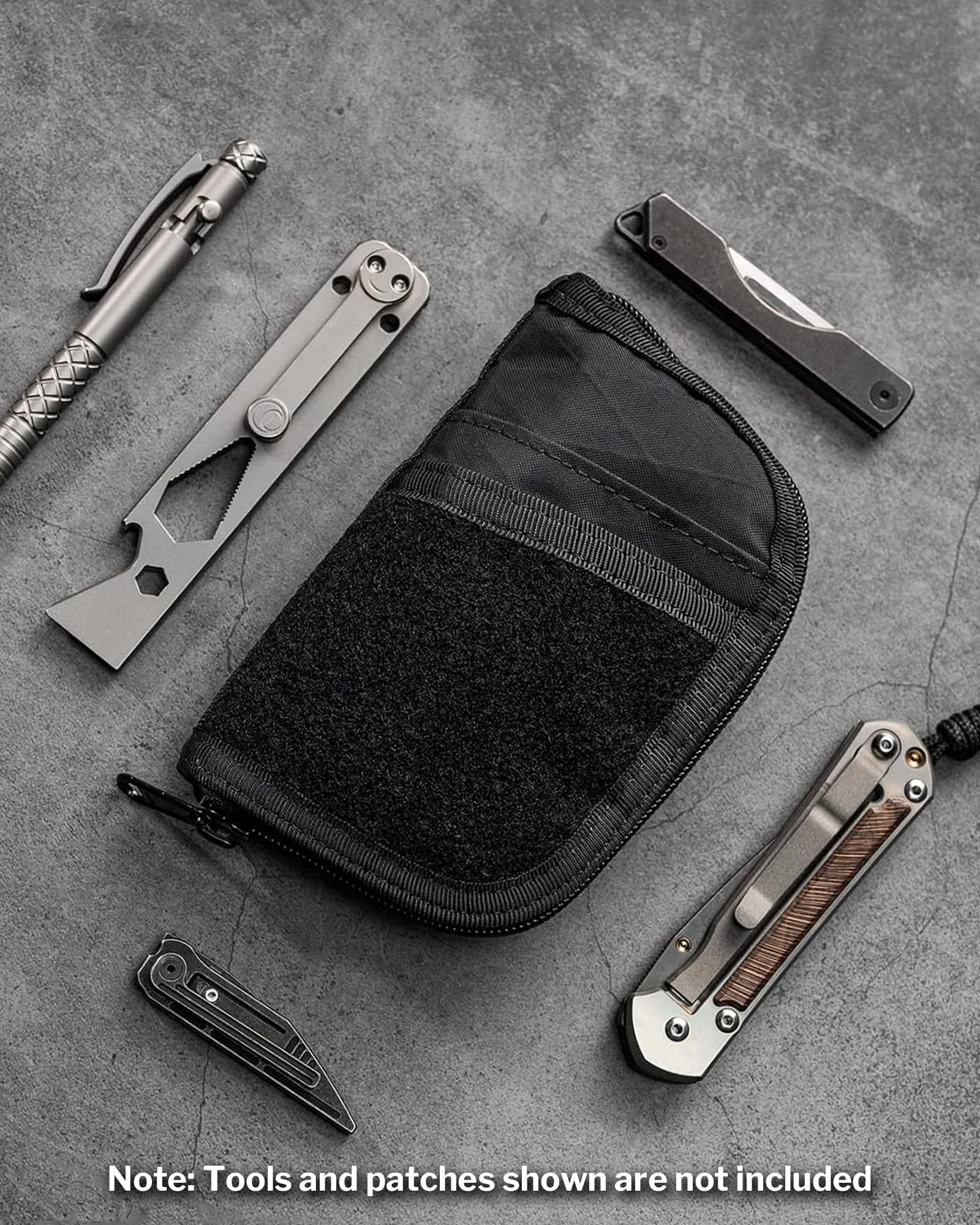 VIPERADE VE10 Pochette EDC de Poche Petite Pochette à Outils avec 10 Compartiments, Organiseur de Poche pour Homme pour Multi-outils, Organiseur EDC avec Zone de Patchs pour DIY (X-pac Noir)
