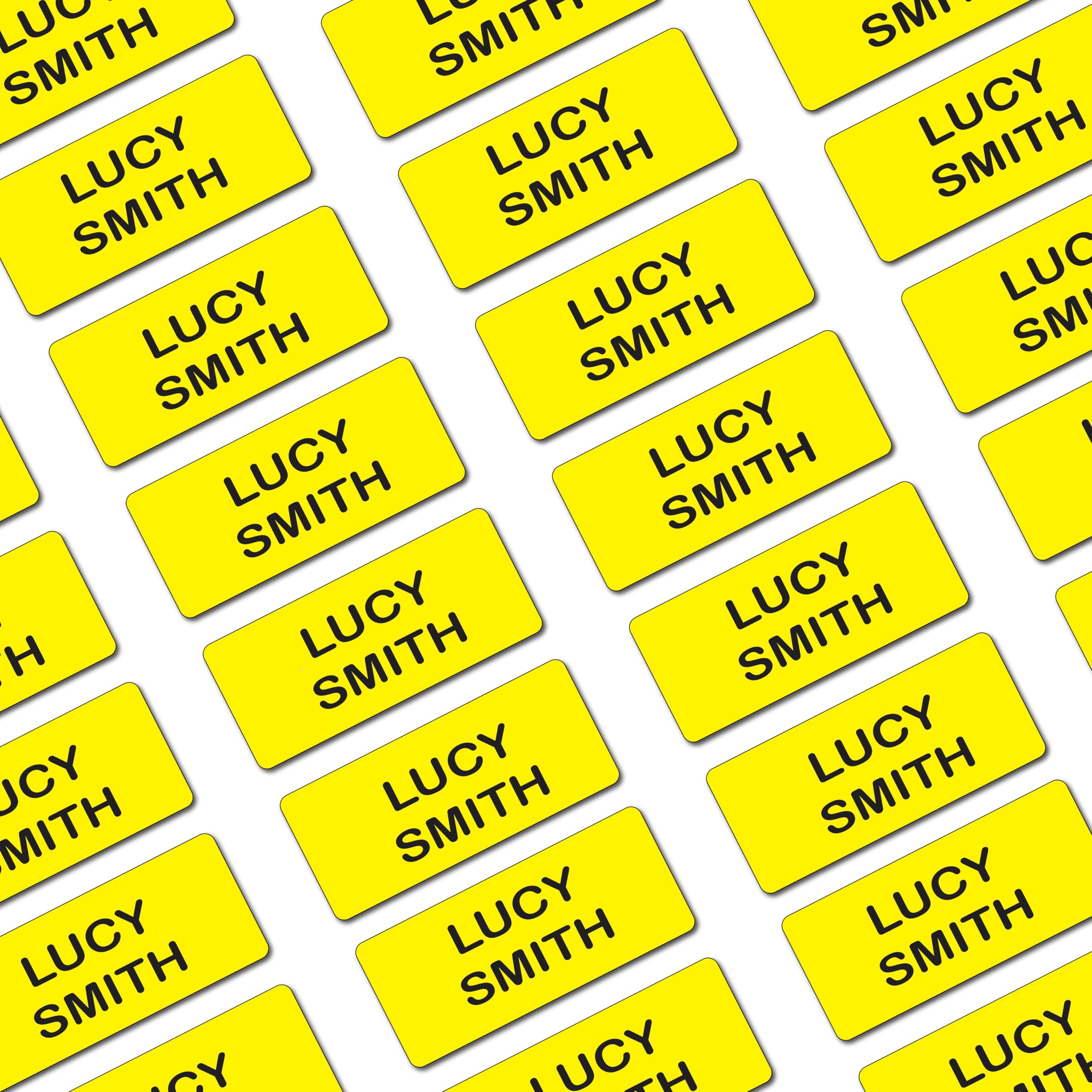 70 Yellow Personalised Stick On Name Labels for Clothes Kids, No Iron Just Peel and Stick! Suitable for School Uniform, Name Tags, Care Home, Nursery's, Washing Machine Proof, Dishwasher Proof, Kids