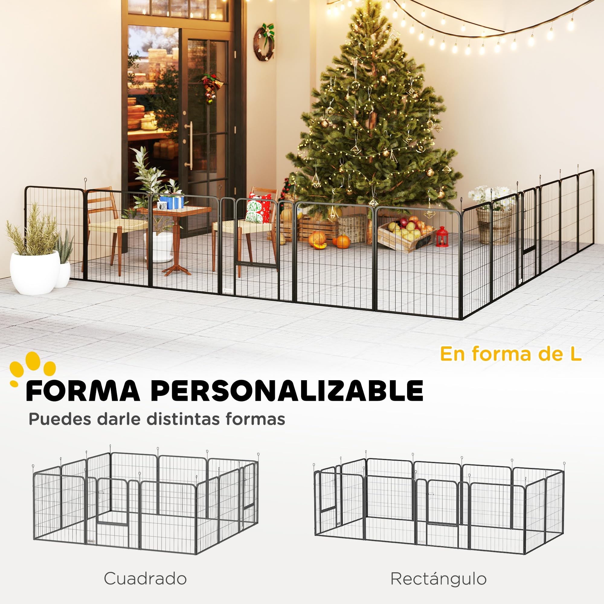 PawHut Parque para Perros de 12 Paneles de 80 cm de Altura, Vallas para Perros de Acero Resistente Plegable, con Puertas, para Interior y Exterior, Negro