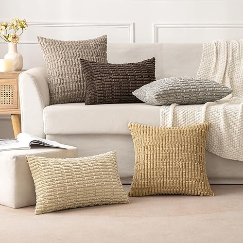 Vista 105 de MIULEE Pack of 2 Orange Corduroy Decorative Pillow Covers 20x20 Inch Soft Boho Striped Throw Pillow Covers Modern Farmhouse Home Decor for Halloween