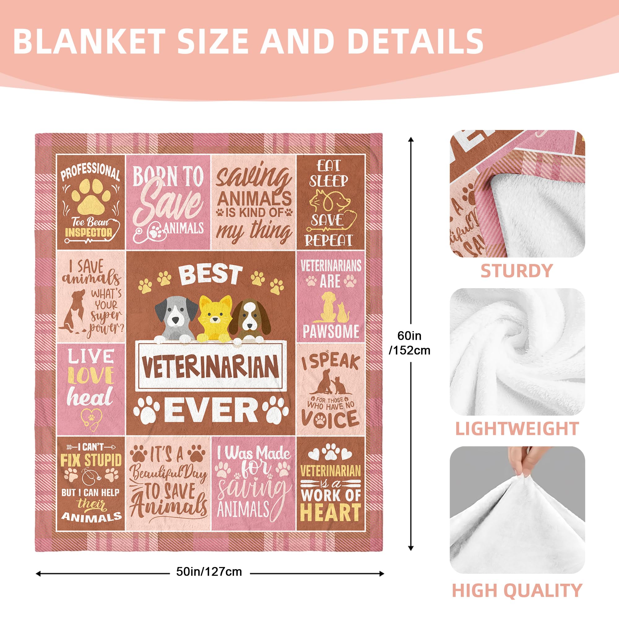 Veterinary Gifts Blanket 60"X50", Veterinarian Gifts for Women, Gifts for Veterinarians, Vet Gifts, Vet Med Gifts, Best Future Veterinarian Gifts, Funny Veterinary Gifts, Vet Student Gifts