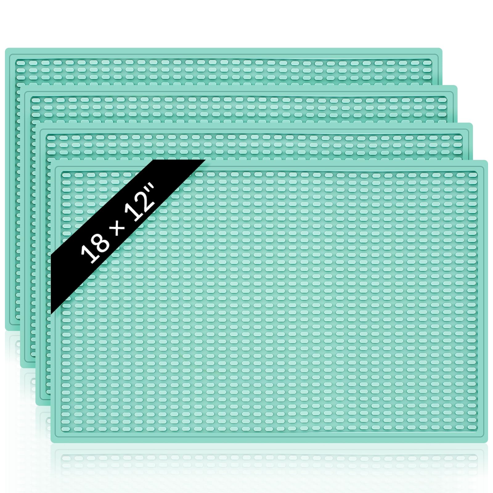 Tioncy 4 tappetini da bar per piano di lavoro, 45,7 x 30,5 cm, tappetino in gomma antiscivolo verde natalizio per lavello, forniture essenziali, accessori per barista per Natale, casa, cucina