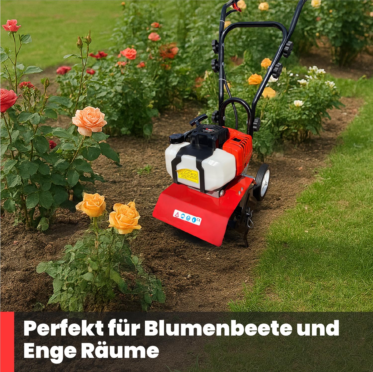 BU-KO 52CC Gartenfräse Benzin 3 PS 2-Takt-Rasenboden bodenhacke Grubber Motorhacke Benzin Leichter kompakter, bodenfräse leistungsstarker Griff mit sicherem Griff 1 Jahre Garantie