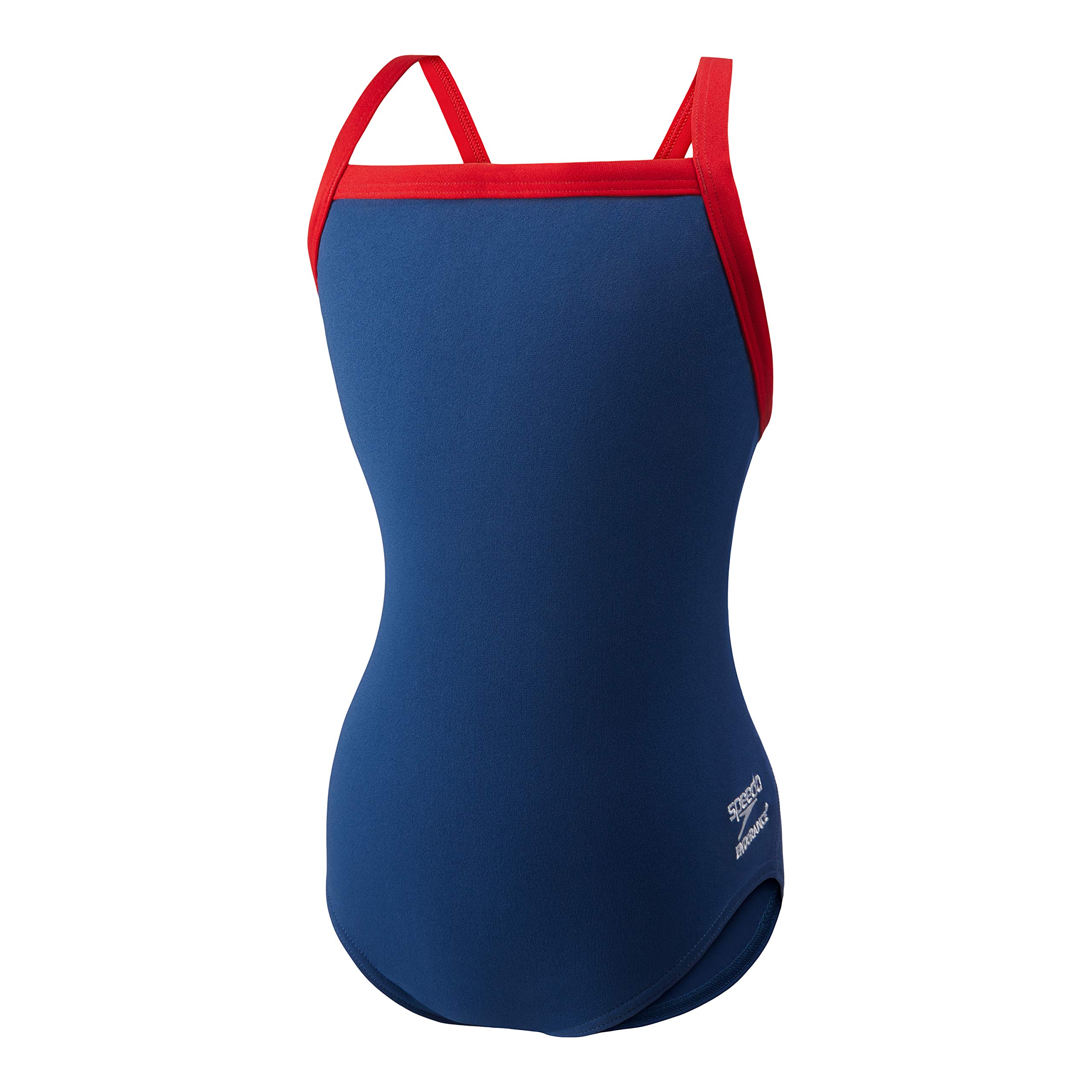 SpeedoGirl's Swimsuit One Piece Endurance+ Flyback Solid Youth Team Colors , Navy/Red , 28