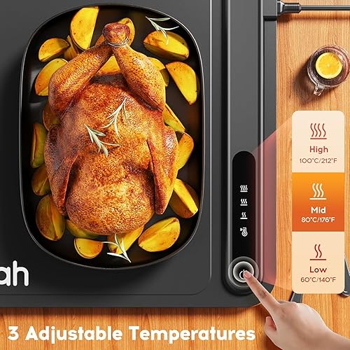 Miniatura 3 de voriah - Tapete de calentamiento eléctrico para alimentos, bandeja de calentamiento eléctrica con 3 ajustes de temperatura y apagado automático,