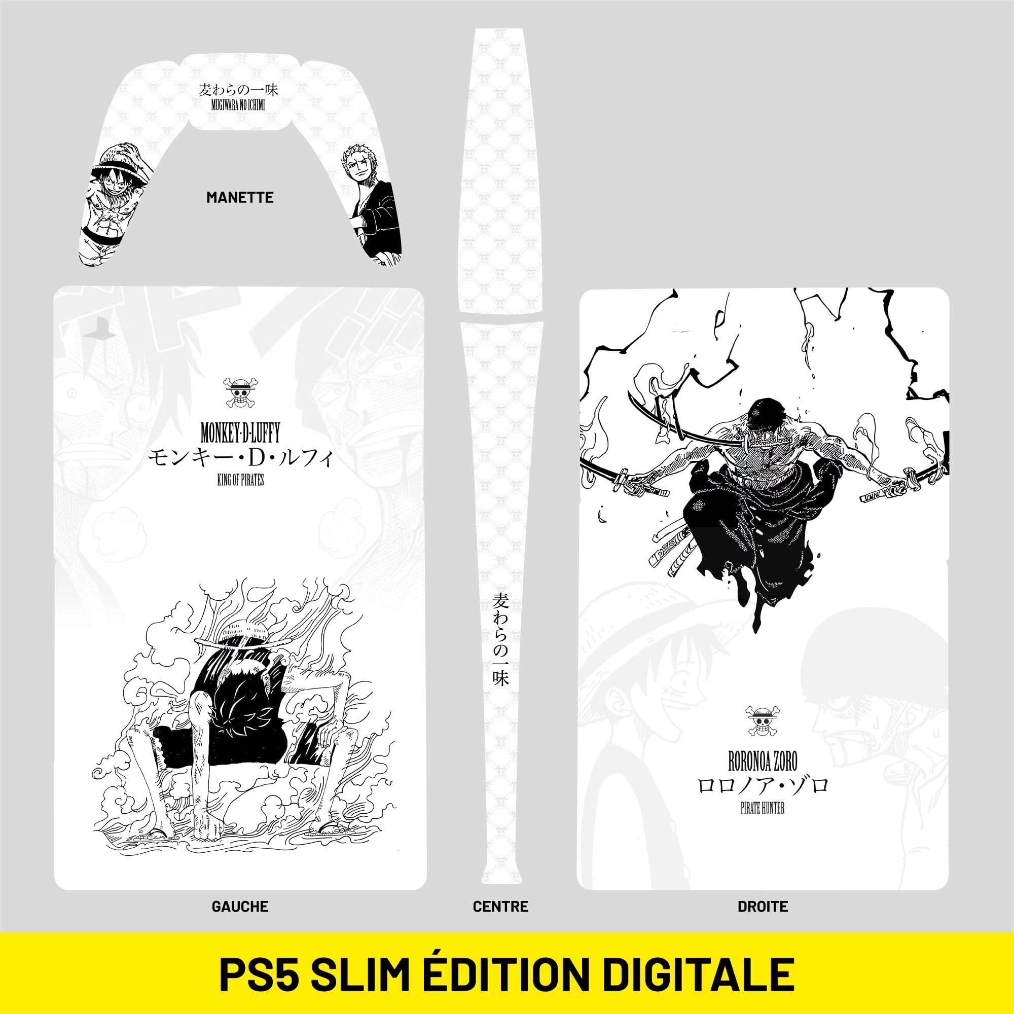 Sticker PS5 Slim Gear 1, Autocollant PlayStation 5 Manga, Console et Manette, Edition Slim Digitale, Skin Gear 1 PS5 (1 Manette)