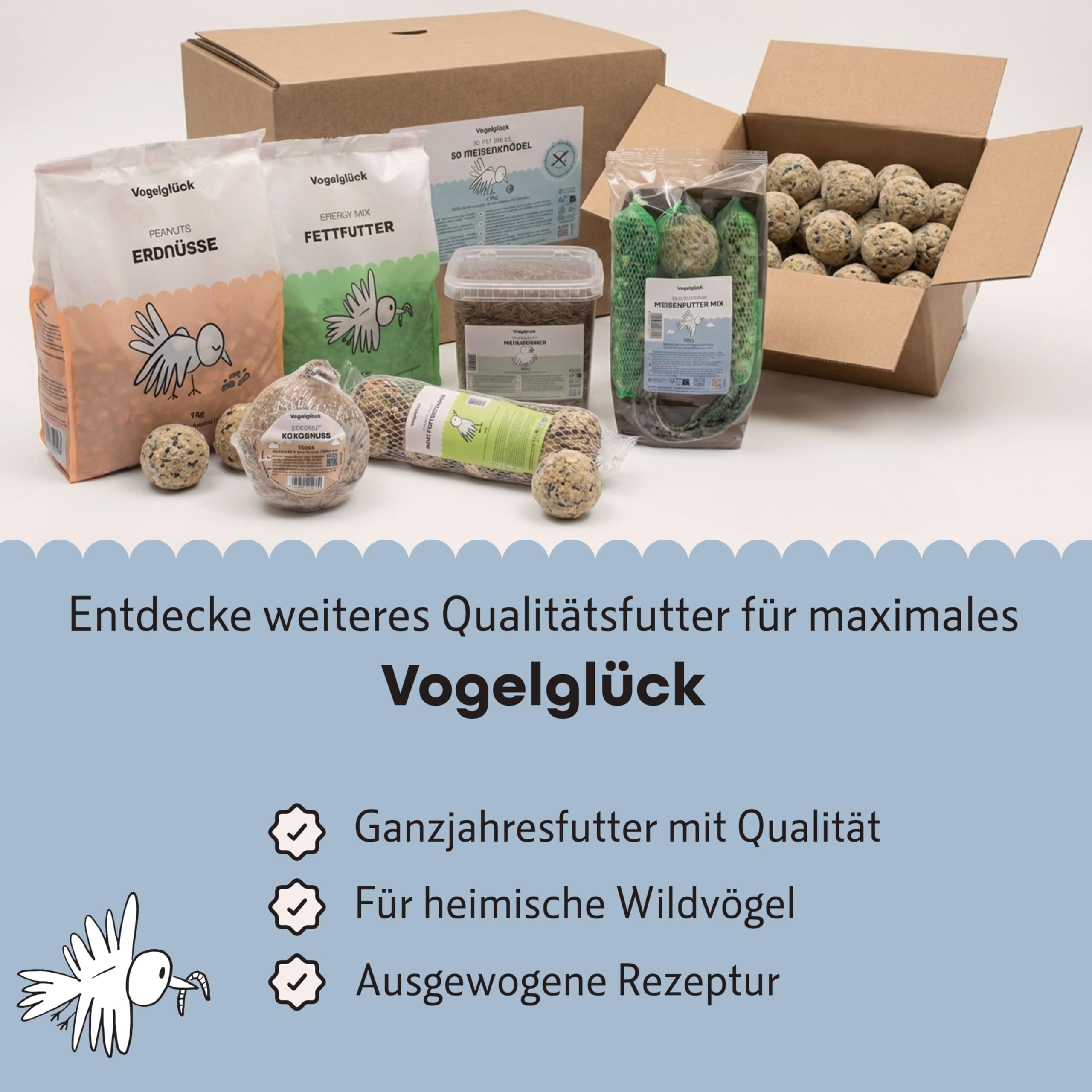 Vogelglück Meisenringe 6x3 Stück – Energiereiches Wildvogelfutter mit Saaten & Getreide – Ganzjahresfutter zum Aufhängen für Meisen & Wildvögel, Vogelringe für Körner und Weichfutterfresser