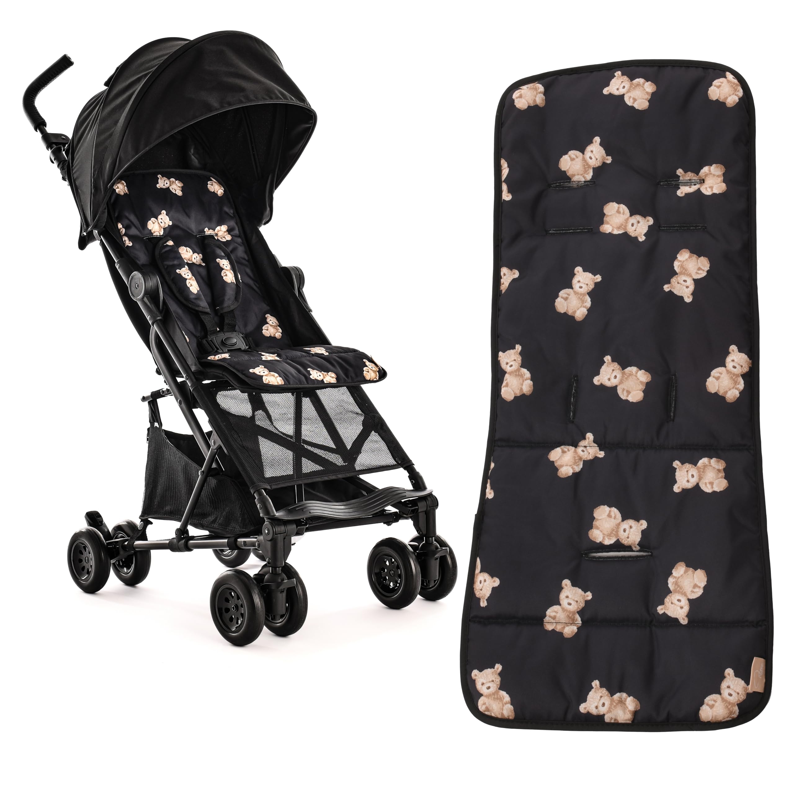 Roma Rizzo 2 Pushchair - Teddy Black - Lightweight Compact Fold - 5.9kg - From 6 Months