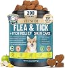 Flea and Tick Chewables for Dogs Itching Skin, 200 Natural Dog Flea Support Chews with Skin & Coat Support, Oral Supplement for All Breeds & Ages, Chicken Flavor