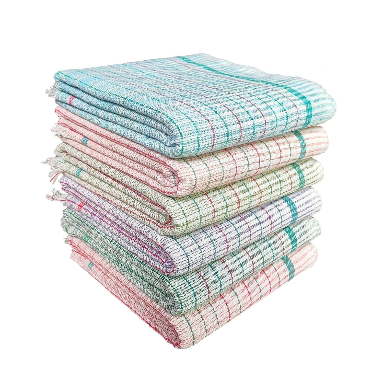 Toy World Gamcha 100% Cotton Bath Towels Pack of 6 Multicolour (30" x 64" Inch),XX-Large