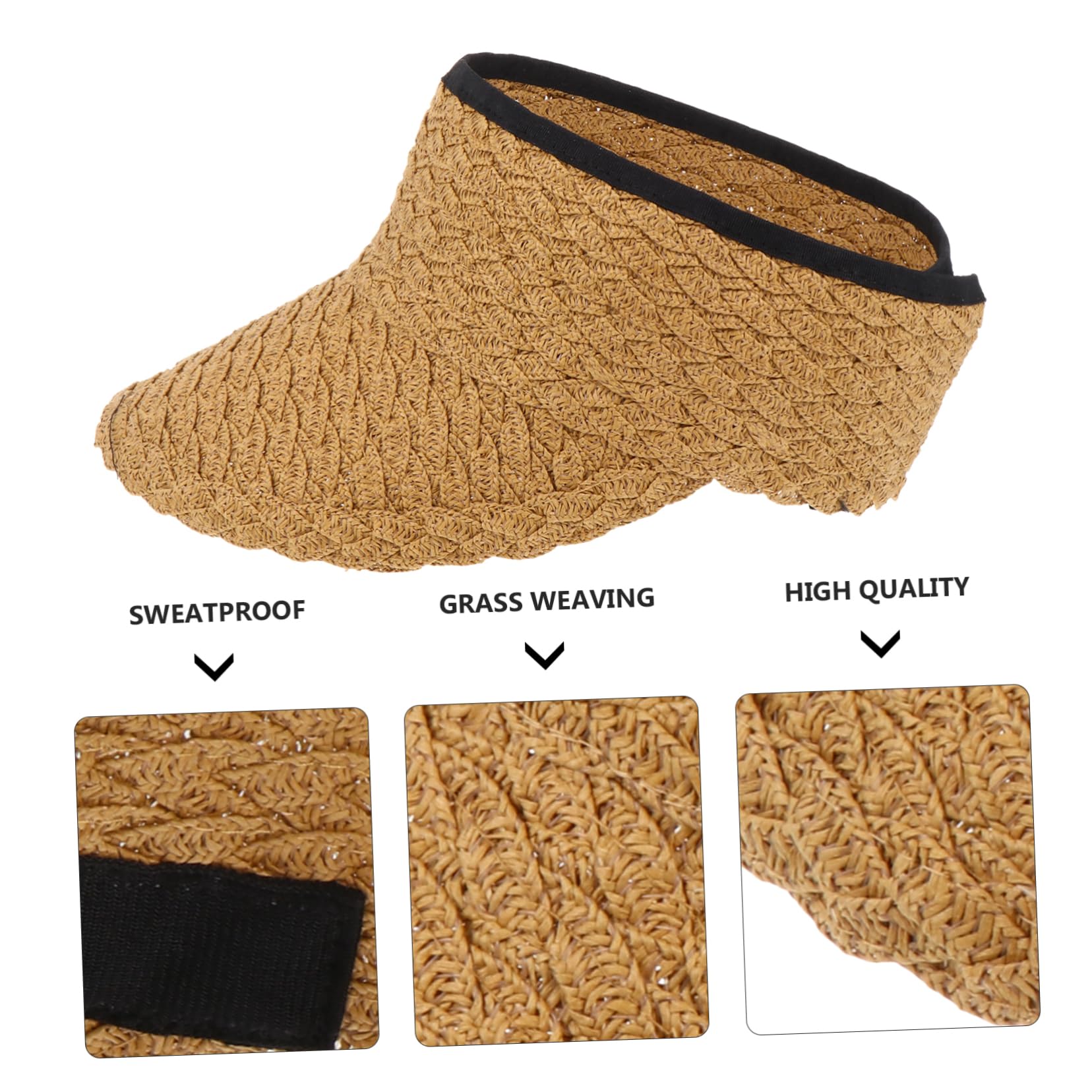 CALLARON leerer Zylinder für Schirmmütze groß Kappe Sonnenhut faltbar Männer strandloege gartenhüte Strohhut Visor Cap sonnenschutzmütze Stroh geflochtener Hut Sonnenschutzhut Khaki