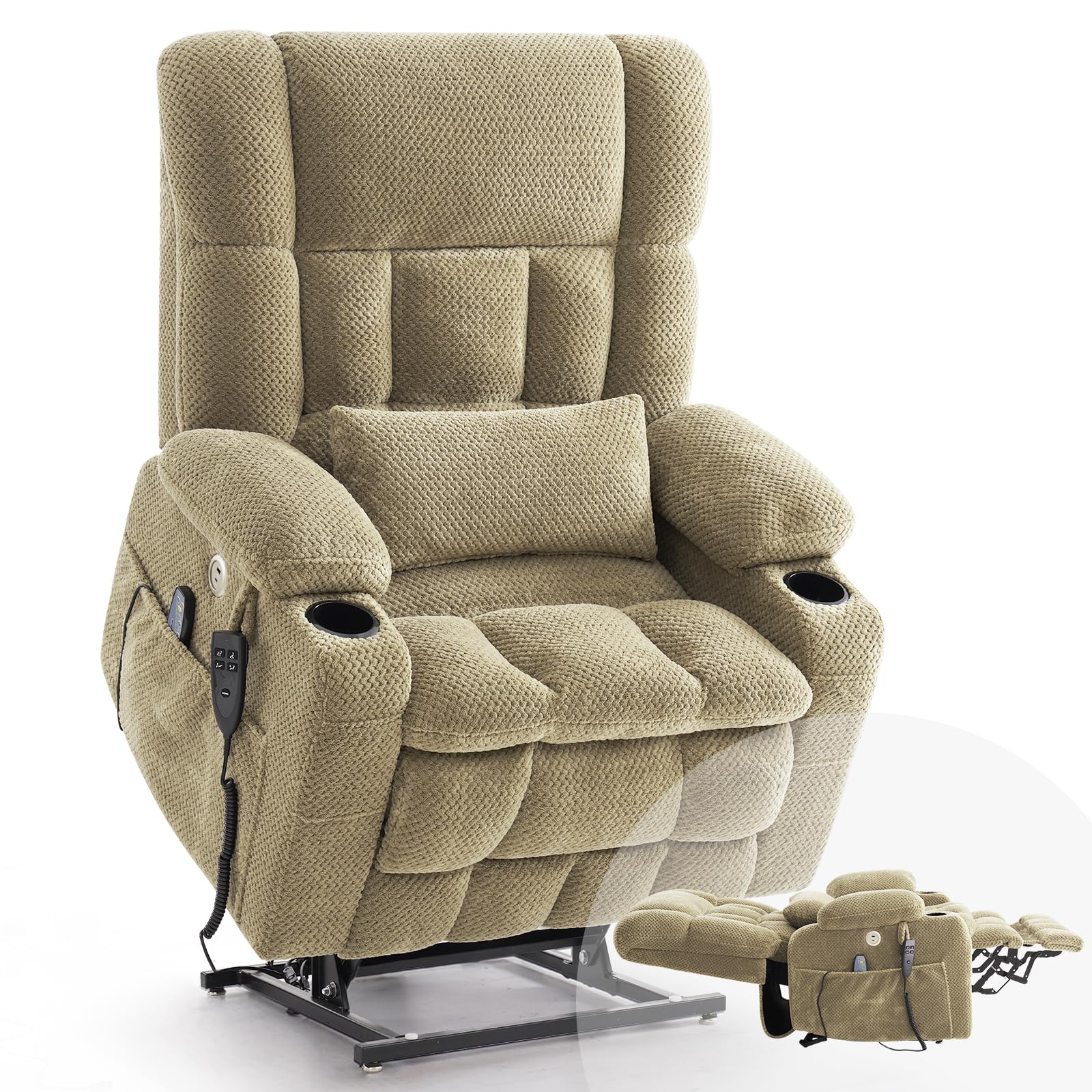 Infinite Position Power Lift Recliner Chair for Elderly &amp; Adults, Oatmeal