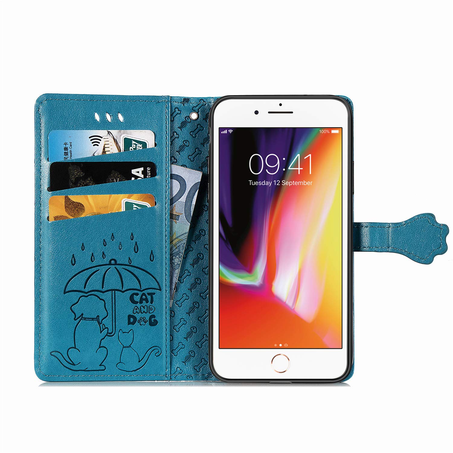 Cover Portafoglio In Pelle Per IPhone SE 2022/2020/7/8 4,7'' Con Fiore Elegante - Custodia Flip Con Supporto E Chiusura Magnetica (Fiore 1)