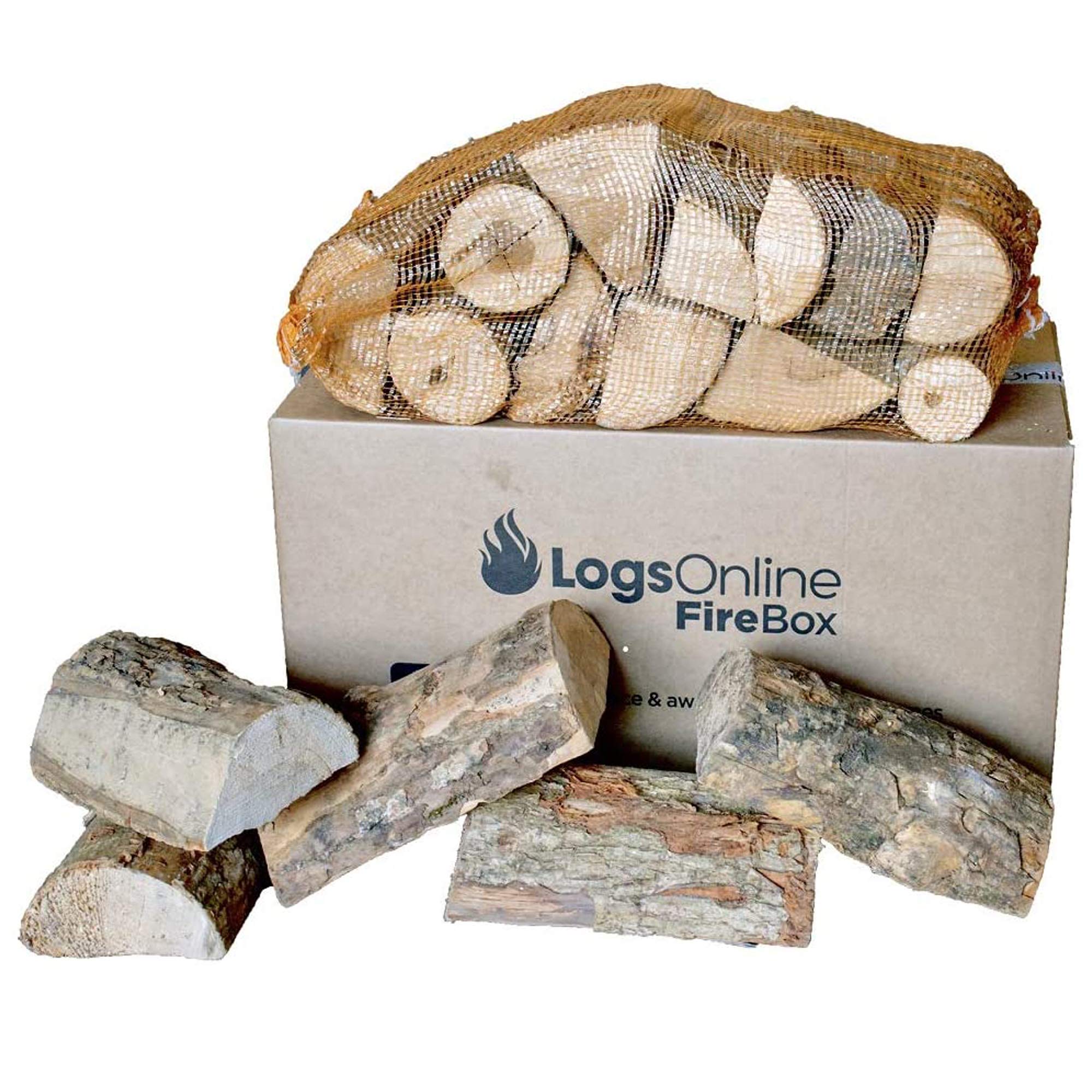 Buy Hardwood Kiln Dried Birch Firewood Logs for fire Pit, 120kg Chunky