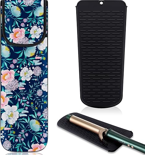 Vista 68 de Shappy Funda de viaje para rizador, 2 piezas, resistente al calor, funda de neopreno para alisador y herramientas calientes de silicona, bolsa plana