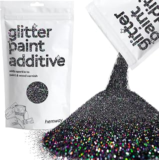 Hemway Glitter Paint Additive Glitter Crystals for Acrylic Paint, Interior & Exterior Walls, Wood, Varnish, Furniture, Matte, Gloss, Satin, Silk - 100g / 3.5oz - Black Holographic