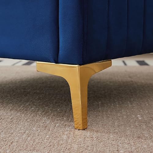 Miniatura 7 de Juego de 2 sillas decorativas de terciopelo modernas con patas de metal dorado tapizadas, sillón de lectura, sofá pequeño para sala de estar,