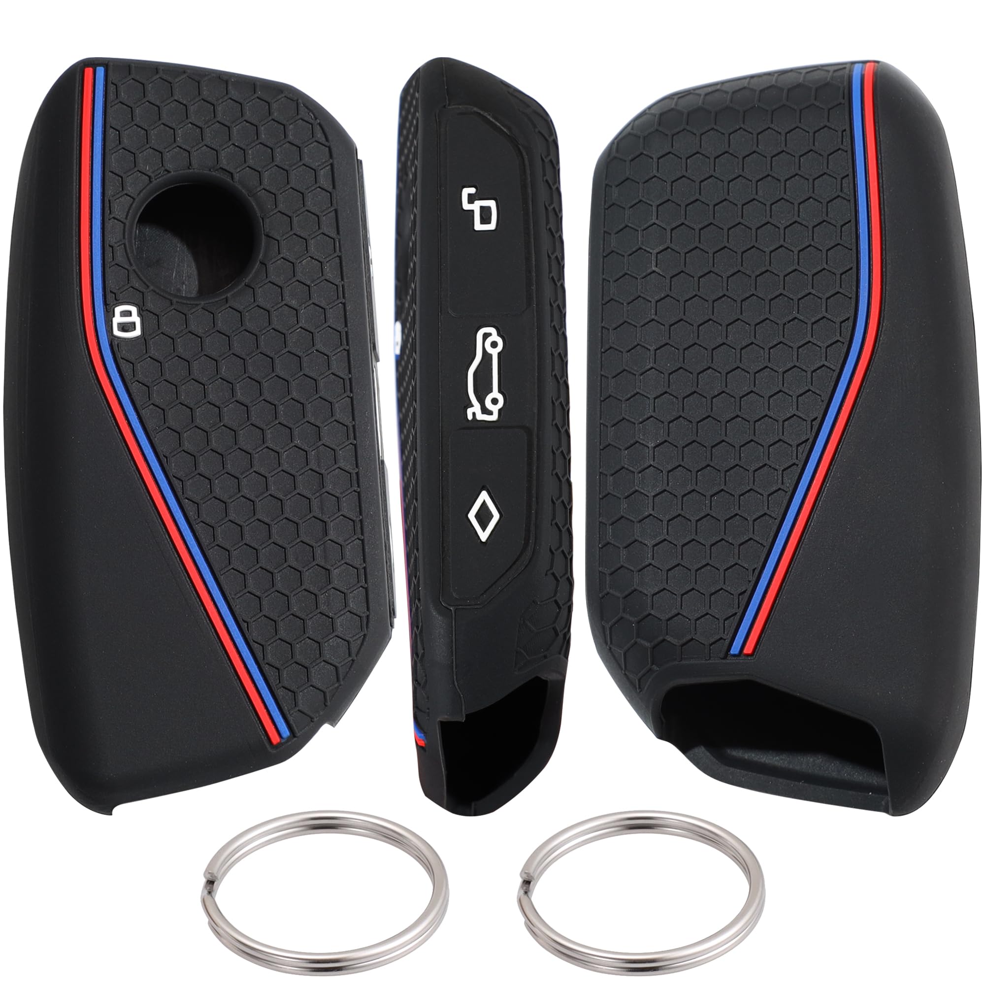 Silicone Key Fob Cover Black Fits for BMW 2024 I5 M60 X5 X7 X6 IX I7 Keyless System (Pack of 2), bma001