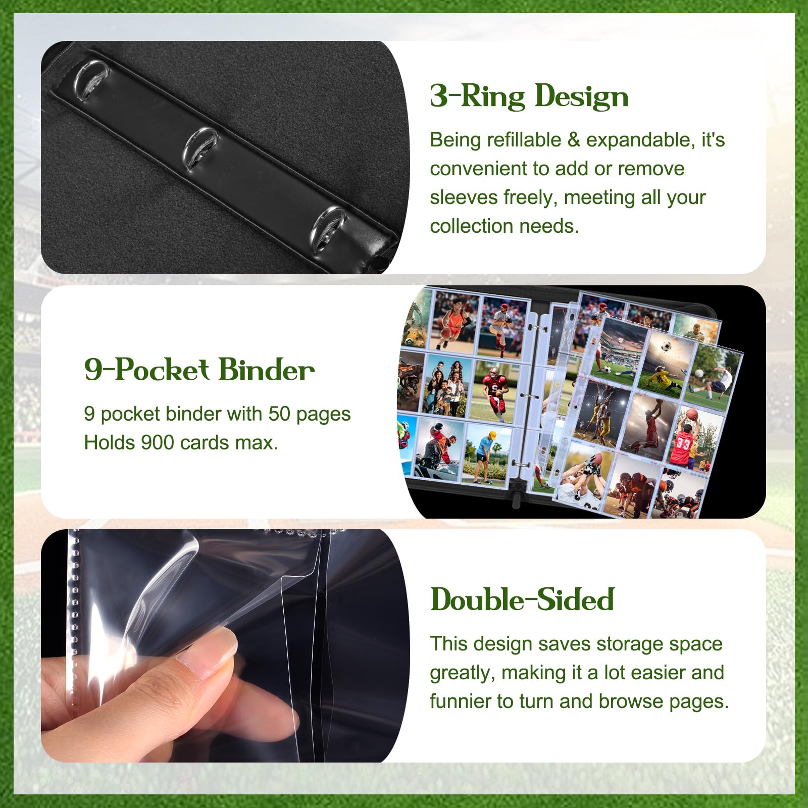 baseball card 9 pocket sleeves Amazon.com: POKONBOY 9 Pocket Baseball Card Binder for 900 Cards, Trading  Card Binder Collection Album Holder with Sleeves for Football Sports Games  Cards : Toys & Games