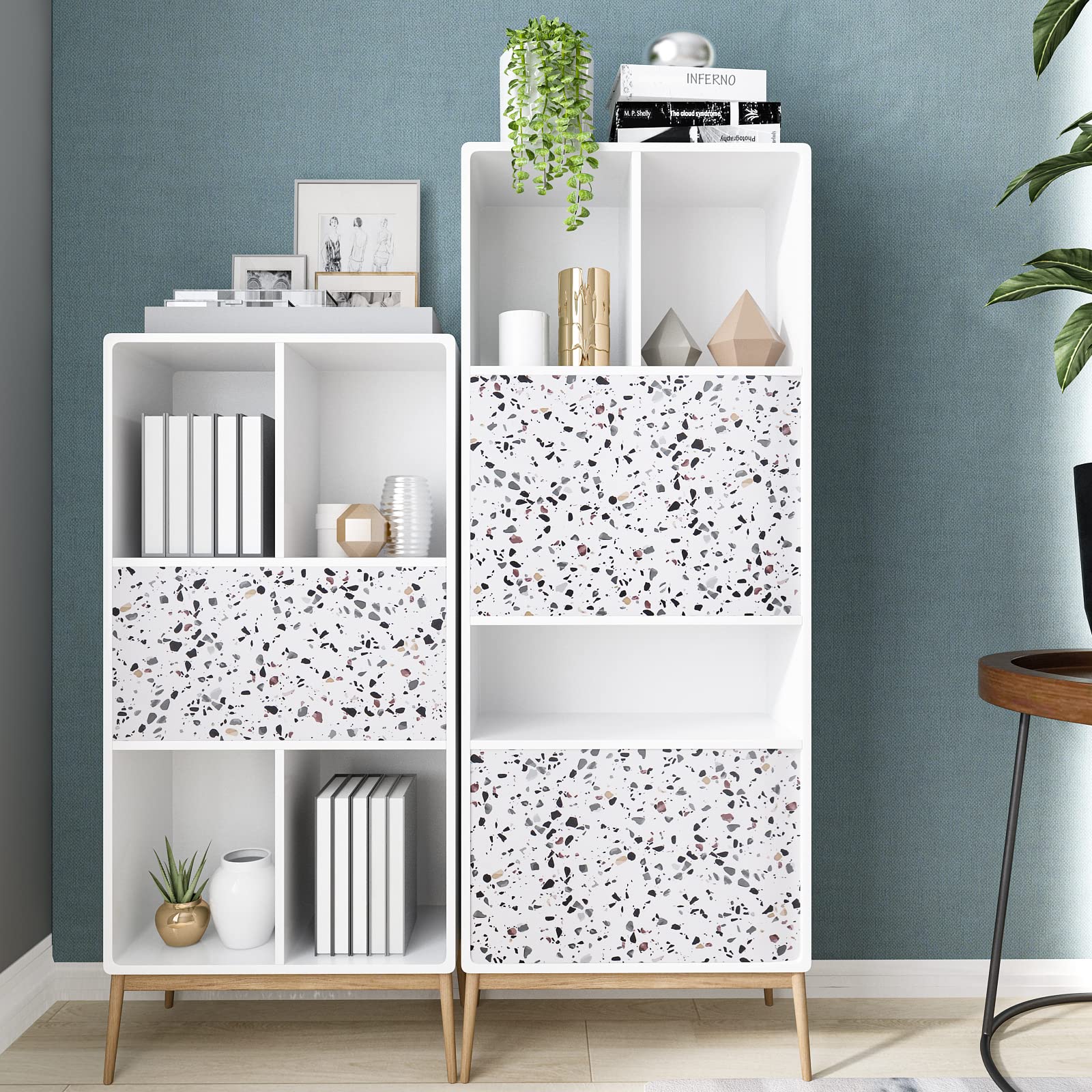 VEELIKE Papel Pintado Granito Blanco 60 cm x 900 cm Papel de Pared Terrazzo Papel Adhesivo Marmol Blanco Papel Tapiz Impermeable para Cocina Encimera Papel Autoadhesivo Pared Lavable Baño Salon Decor