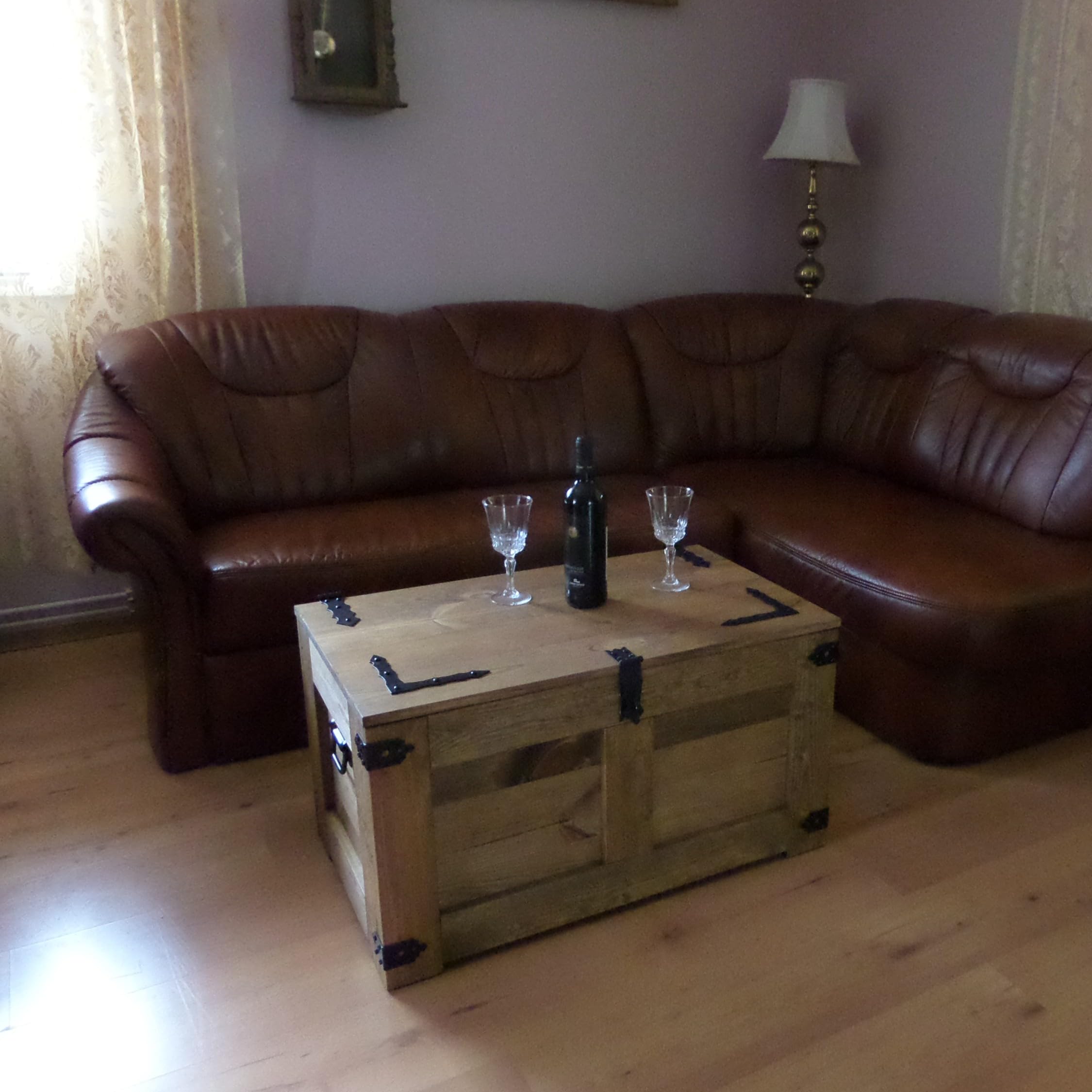 CREATIVE COOPER Scatola di legno, scrigno del tesoro, cassapanca rustica, tavolino da caffè, cassapanca per giocattoli, 77 x 49 x 45 cm, realizzata a mano, olio di legno Eco marrone