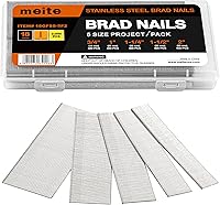 meite 18 Gauge Stainless Steel Brad Nails: 5 Sizes Assortment (3/4" to 2"), 2000 Count for Pneumatic Electric Nailers