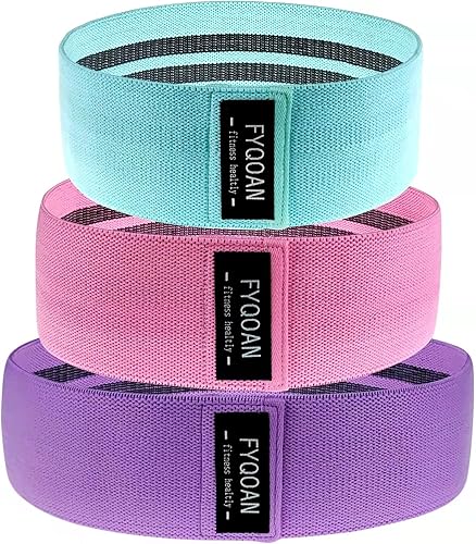 Bandas de resistencia para piernas y glúteos, juego de 3 bandas de entrenamiento de tela para mujer, bandas antideslizantes de cadera para