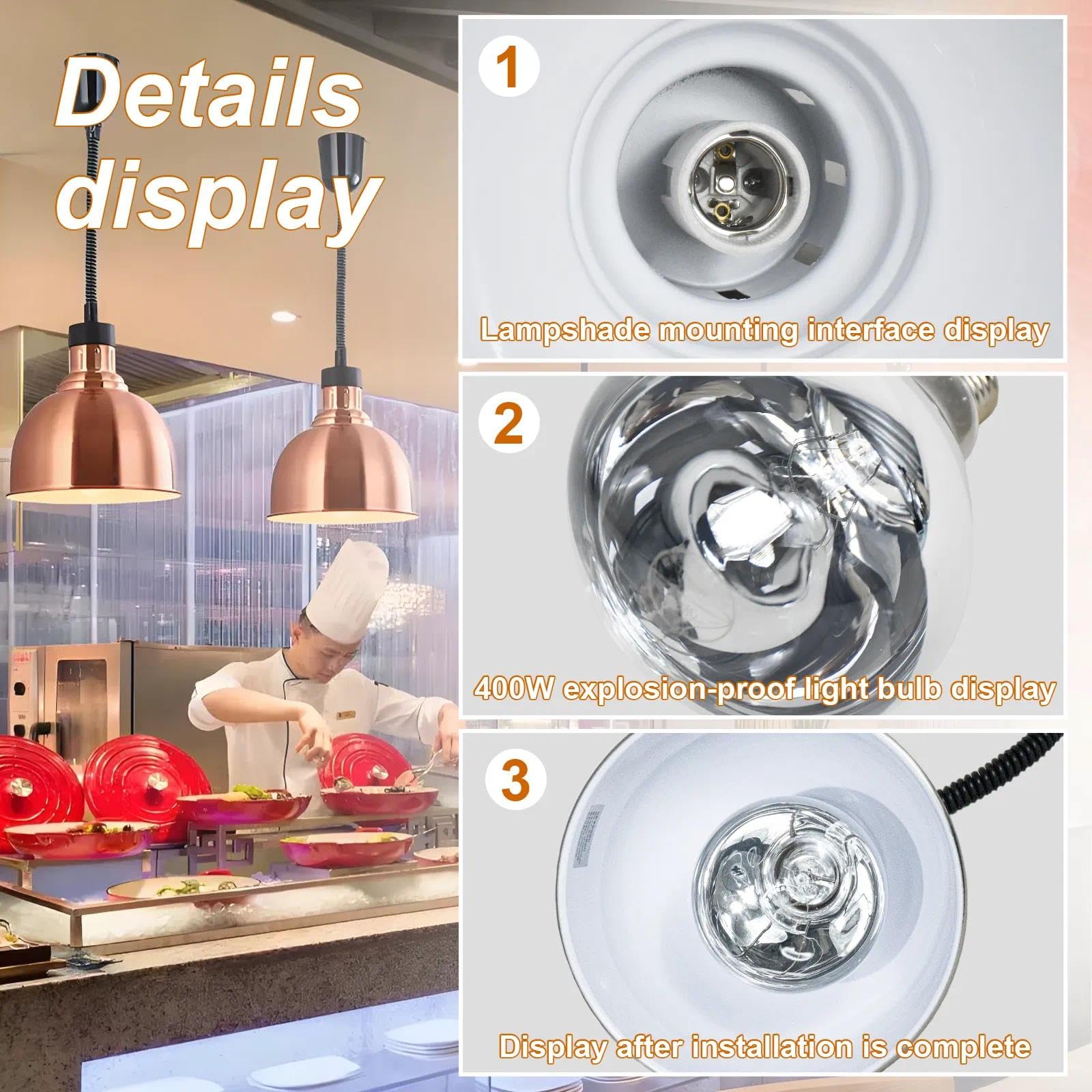 Ampoule pour Lampe Chauffante Cuisine Professionnelle, 250W, Idéale pour pour Restaurant, Cuisine et Buffet