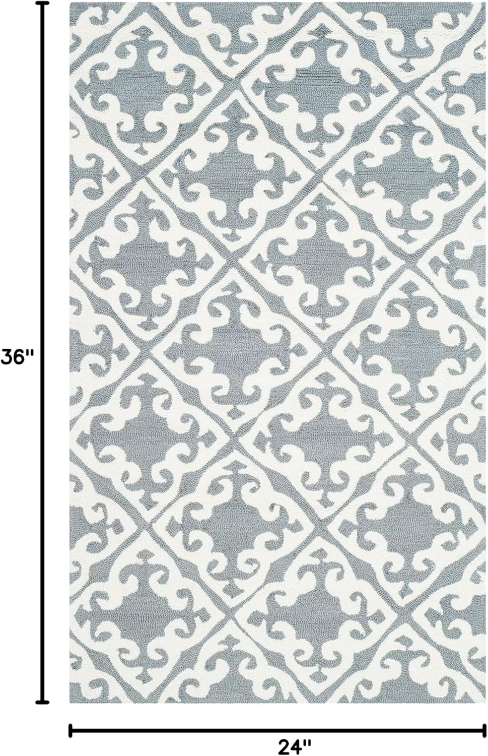 SAFAVIEH Easy Care Collection 2' x 3' Grey/Ivory EZC416B Hand-Hooked Trellis Accent Rug