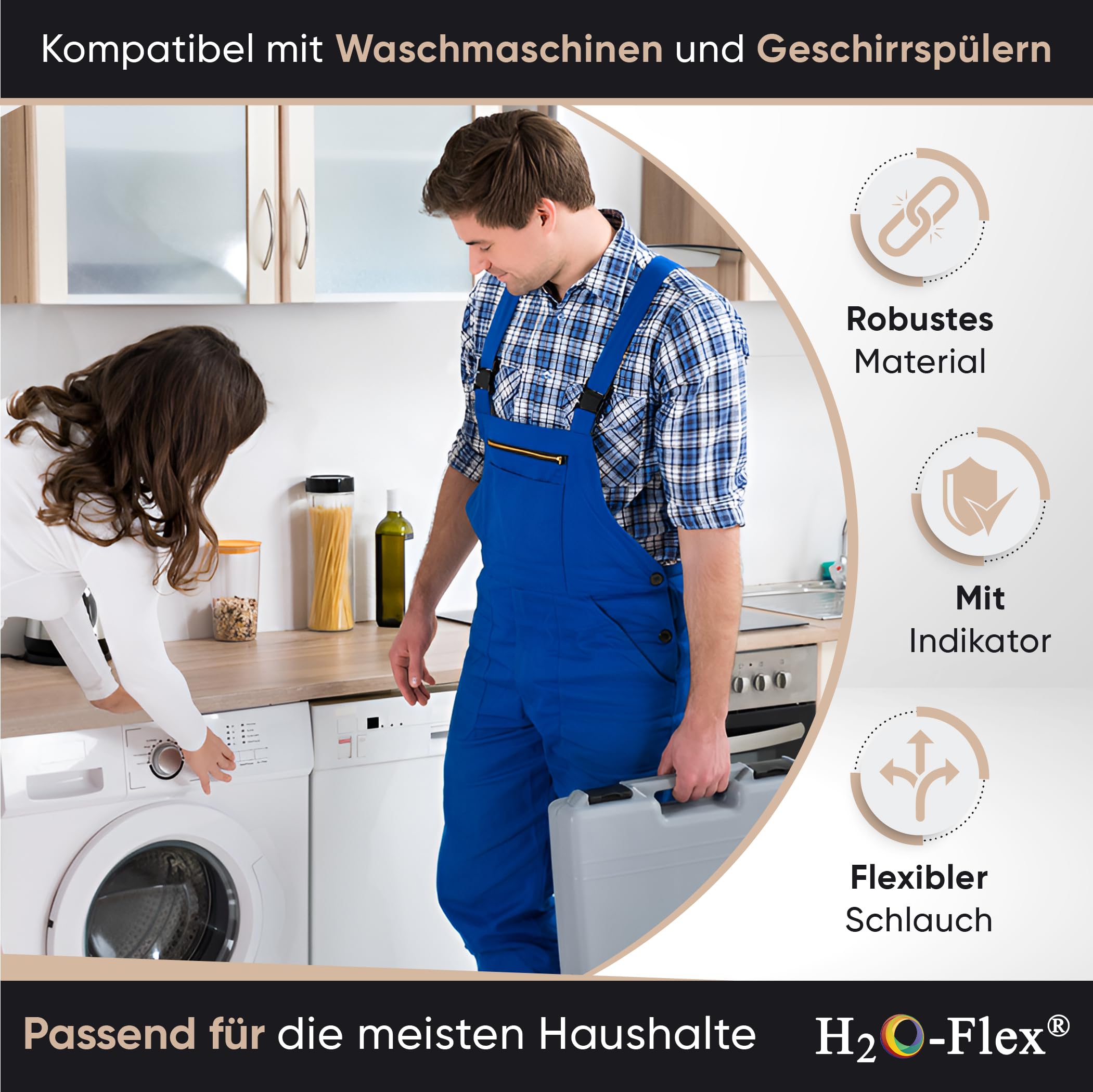 Aquastop Schlauch/Aquastop/Sicherheitszulaufschlauch für Waschmaschine und Geschirrspüler, 1,5m