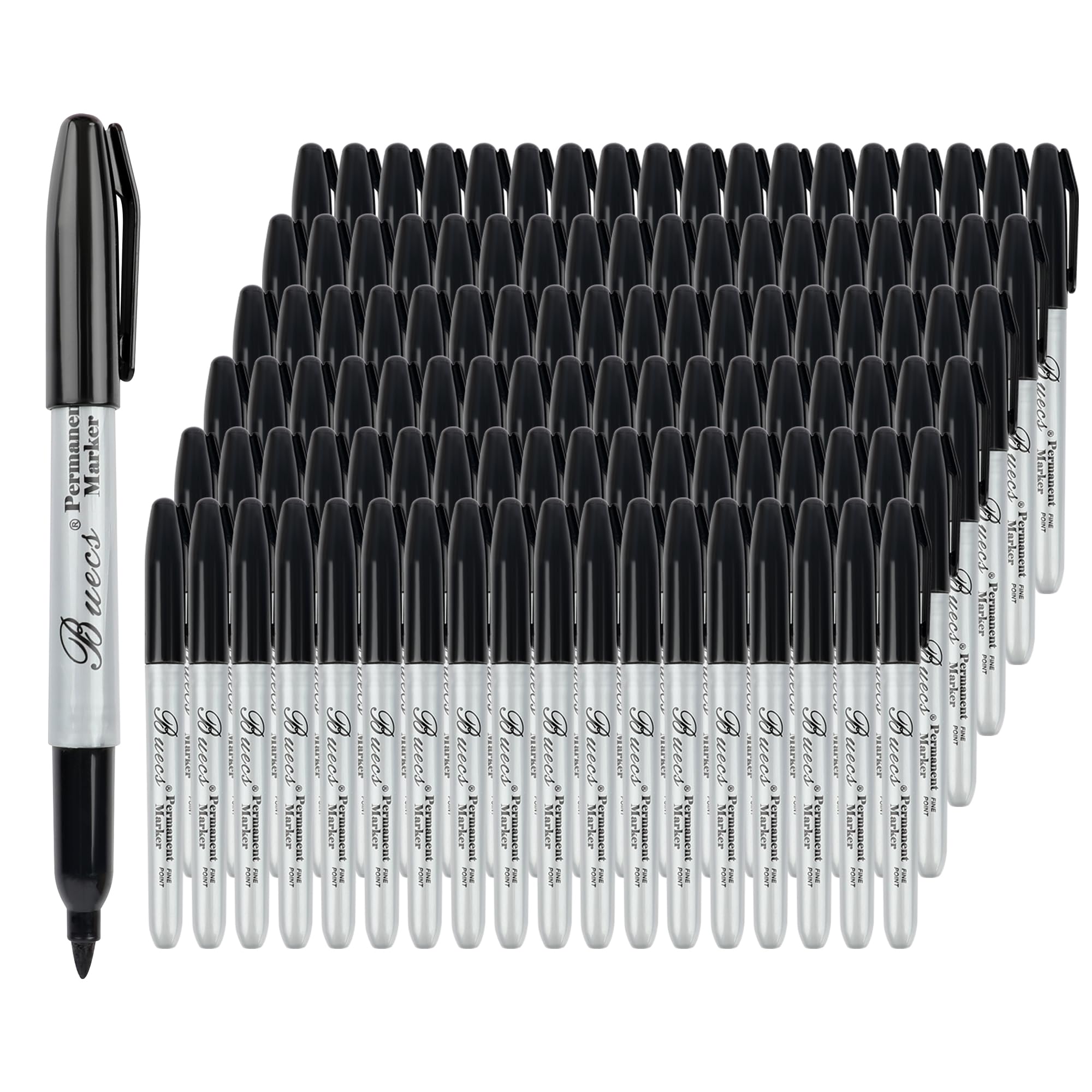 Permanent Markers, 200 Count Black Permanent Markers, Fine Point, Waterproof & Smear Proo…