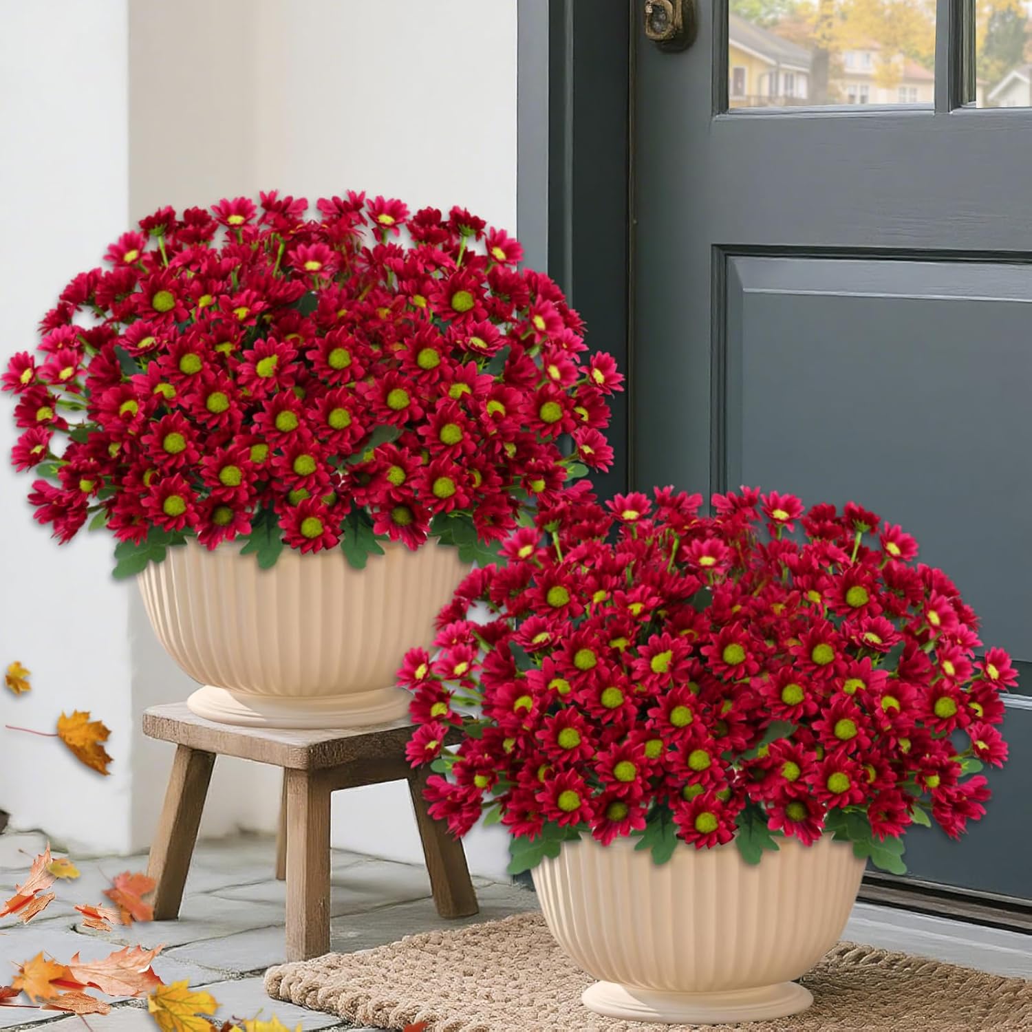Funsdecor Artificial Mums(1set 5 Bunchs), Lifelike Artificial Outdoor Sunset Mums Flowers – UV Resistant, Waterproof, Windproof for Home Indoor Planter Porch Yard Decor (Red, 20 Bunchs) Funsdecor Artificial Mums(1set 5 Bunchs), Lifelike Artificial Outdoor Sunset Mums Flowers – UV Resistant, Waterproof, Windproof for Home Indoor Planter Porch Yard Decor (Red, 20 Bunchs)