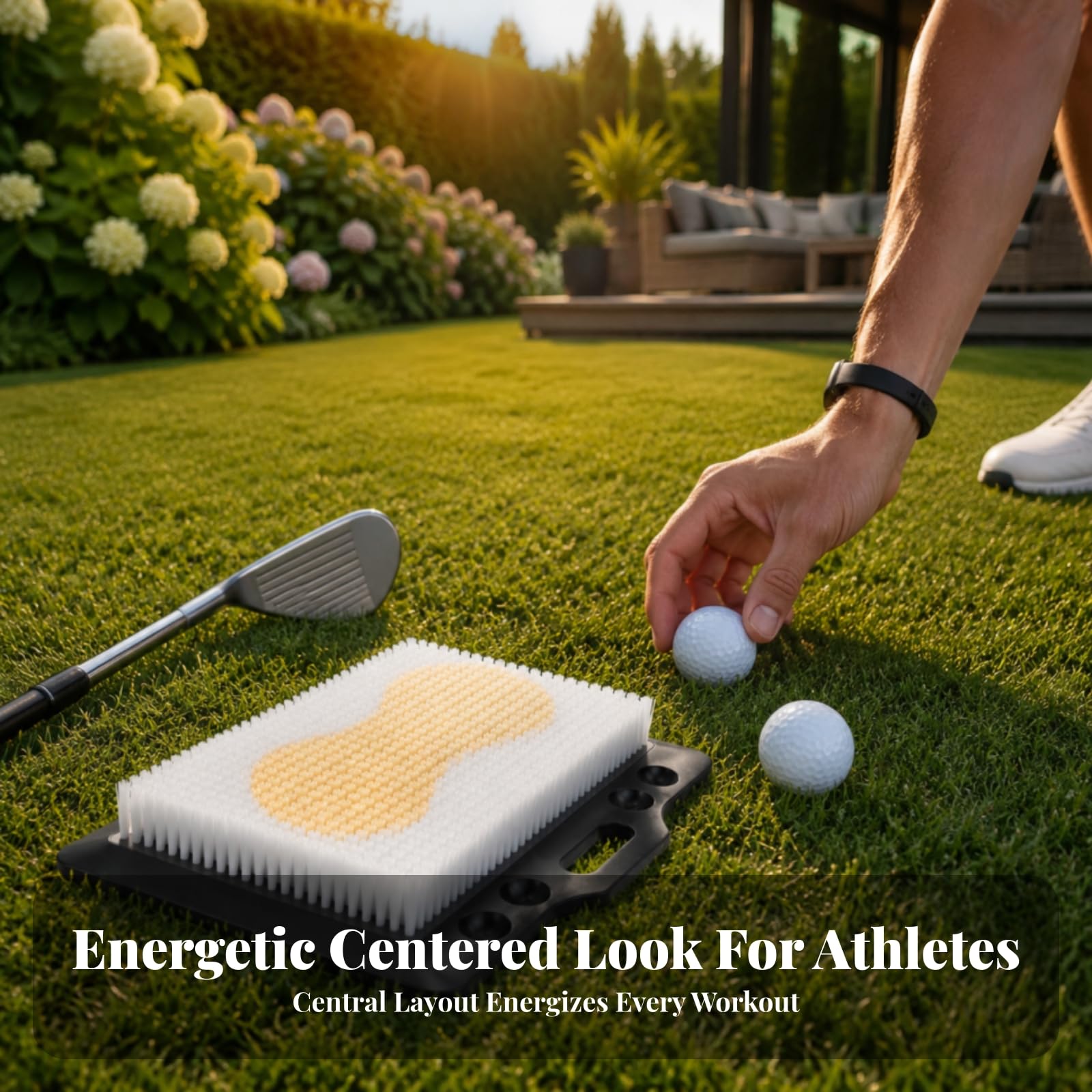 Entrenador de Swing de Golf Alfombra de Entrenamiento de Bunker Base Rectangular Cepillos Sintéticos Portabilidad Adecuada para Práctica en Casa y Exteriores