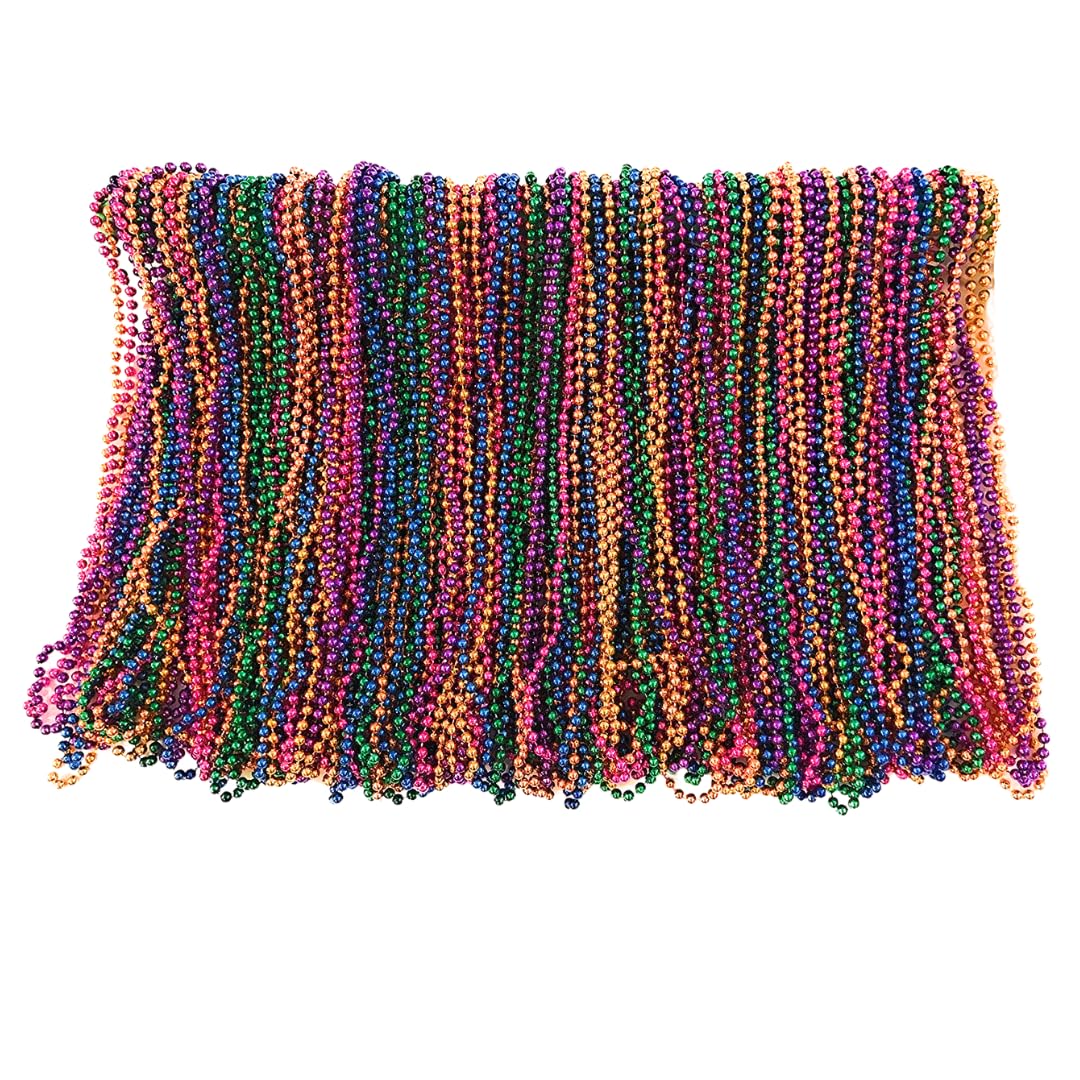 Mardi Gras koraliki 84 cm, 7 mm, 10 tuzinów, 120 sztuk, różne plastikowe koraliki z kolorowymi koralikami z dublonami, naszyjnik z koralików do majsterkowania, tworzenia biżuterii, na imprezę, do