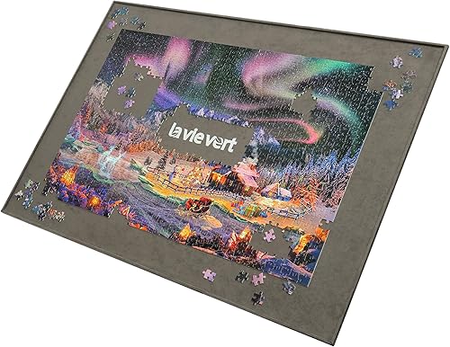 Lavievert Tablero de rompecabezas de madera portátil para almacenamiento de rompecabezas, superficie antideslizante, se adapta hasta 1500 piezas,