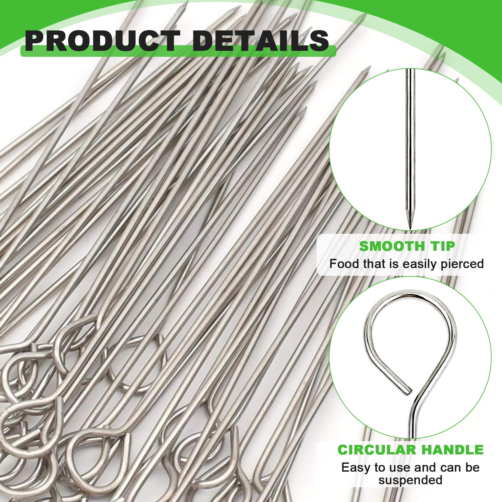 Lantelme Rouladenbinder Set - 12x Silikonbinder 54cm + 20x Edelstahlnadeln 15cm