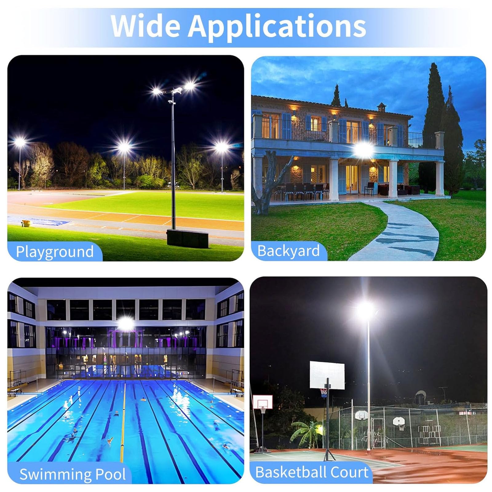 2 Piezas Focos LED Exterior 100W, 1.5M Cable Blanco Frío 6500K Proyector LED Exterior, Resistente al Agua IP66 Foco Proyector LED, 10000LM para Terrazas, Patios, Balcones, Parques, Garajes