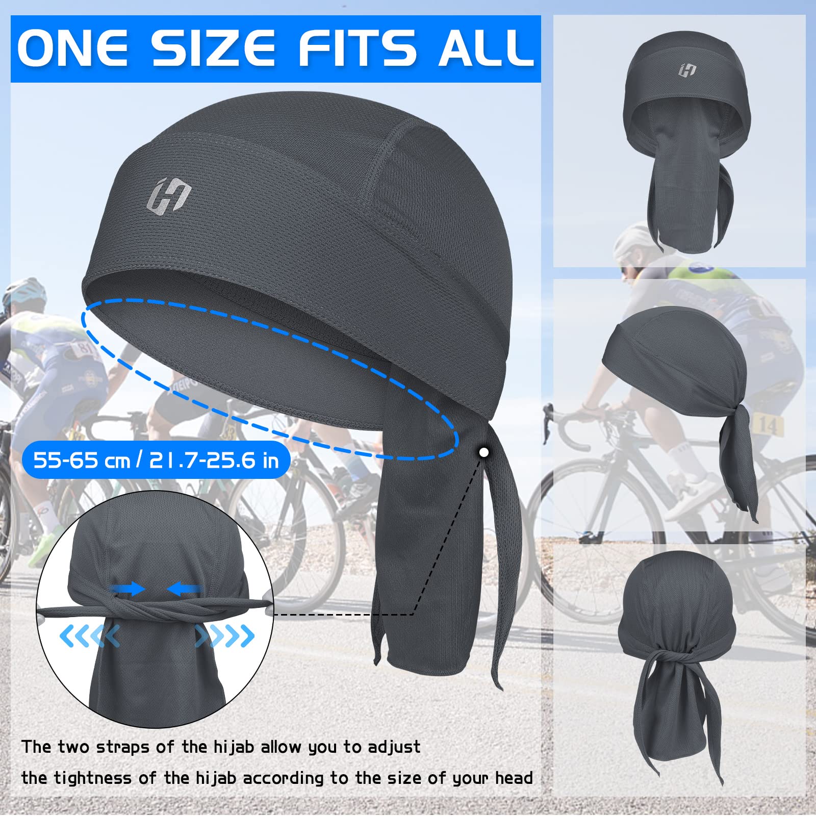 HASAGEI Sportowa bandana Cap, chusta na głowę dla mężczyzn i kobiet, letnia czapka do biegania, elastyczna, oddychająca, pochłania pot, bandana męska